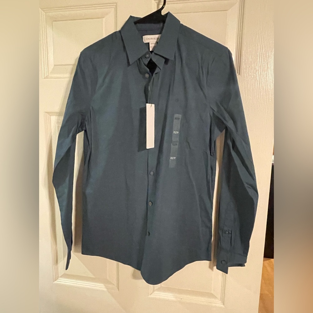 Calvin Klein Dark Teal Men’s Buttonup Dress Shirt, XS